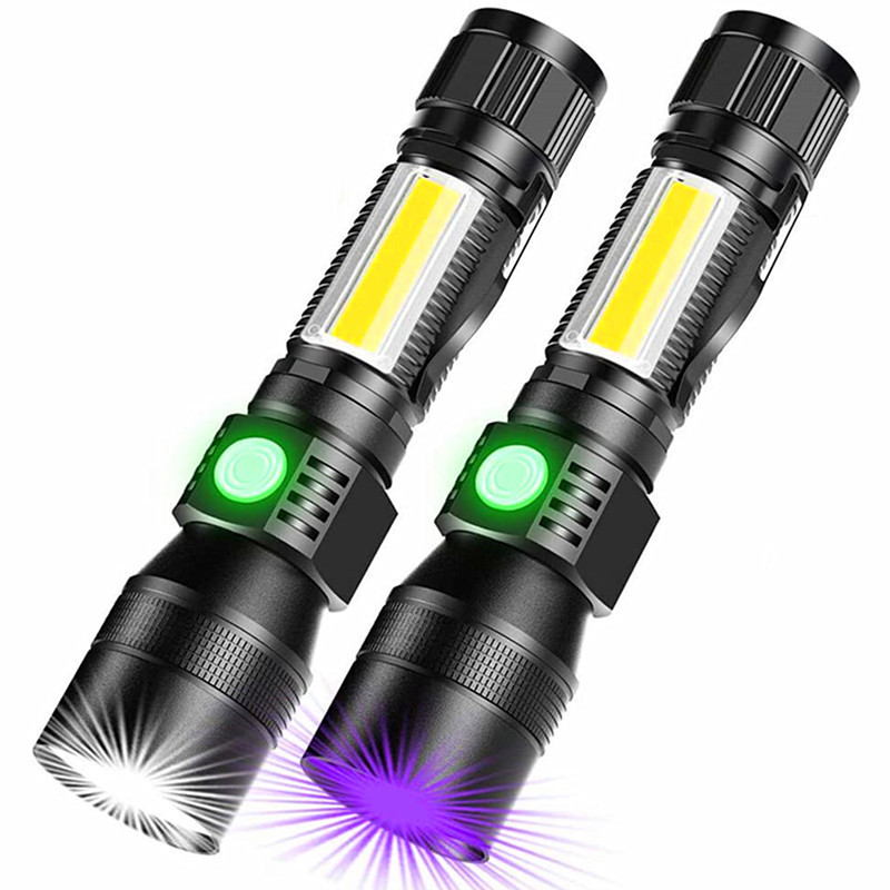 New USB flashlight wholesale Type-c rechargeable purple zoom emergency multi-function outdoor flashlight