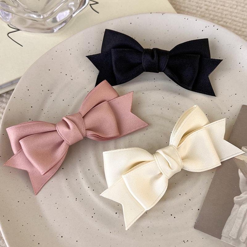 Sweet Milk Girl ~ Satin Bow Hair Accessories ins Ballet Hair Clip Headwear Cute Duckbill Clip Bangs Hair Clip