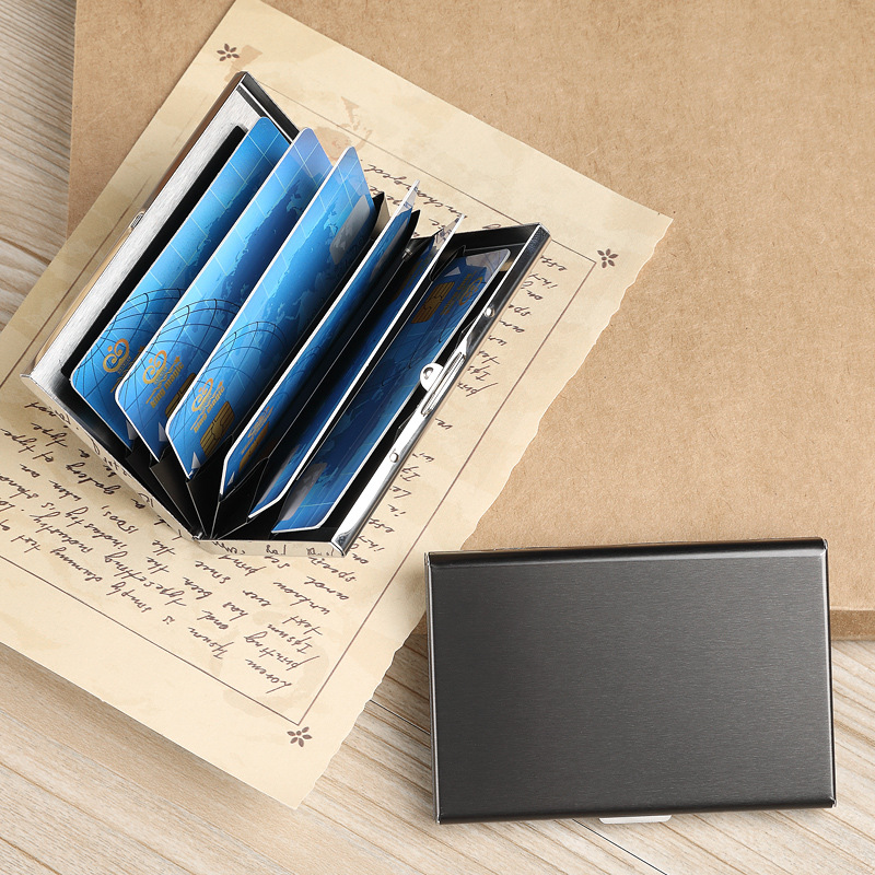 High-grade metal card holder for men and women stainless steel ultra-thin anti-degaussing compact card box anti-theft brush bank card holder card holder