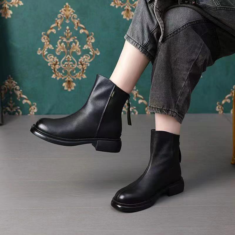 Martins Boots Ins British Style 2024 New Style Deep-soled Chelsea Super Fire Short Boots Women's Retro Autumn and Winter Single Boots