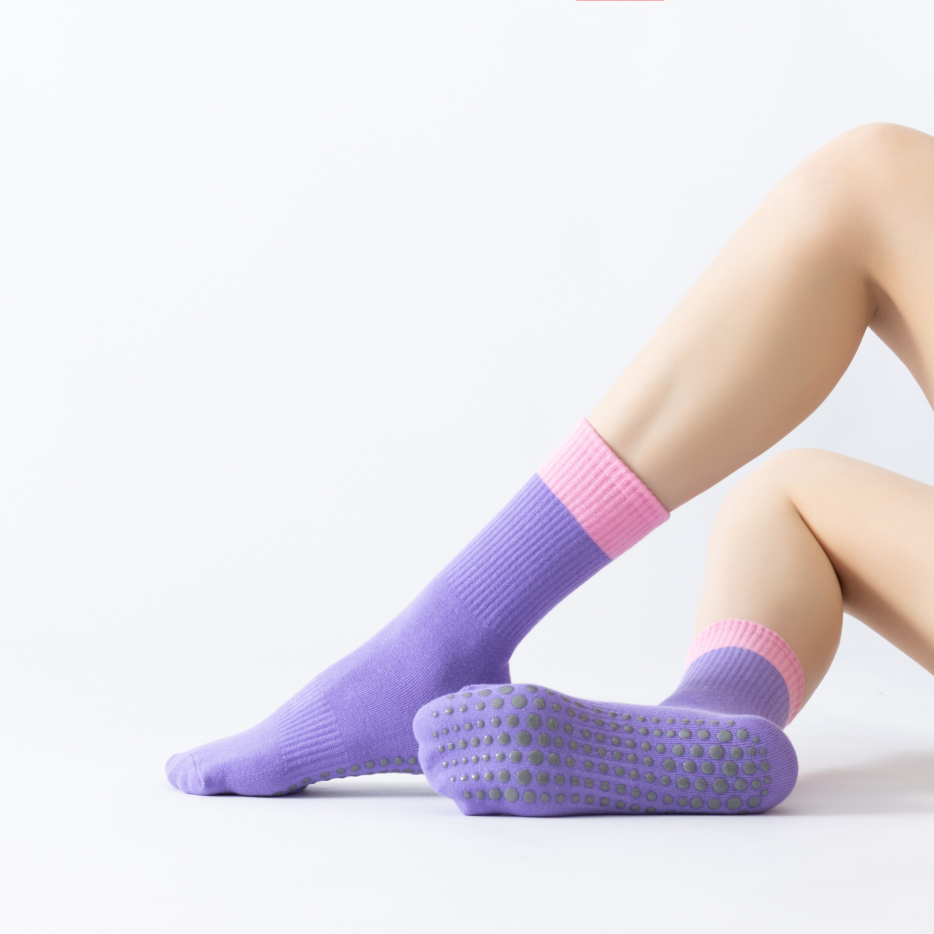 Spring and Summer New Two-color Stitching Yoga Socks Light Color Fitness Non-slip Pilates Socks Breathable Perspiration All-match for Four Seasons