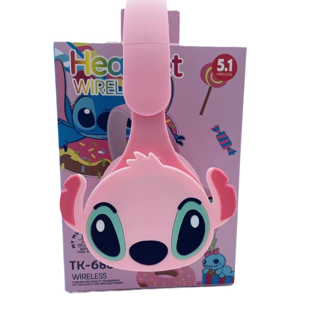 TK-688G Internet celebrity stitch cartoon headset foldable subwoofer children student headset Bluetooth headset