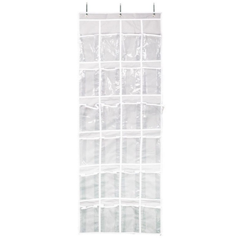 Door Rear 24-grids Shoe Storage Hanging Bag PVC Multi-layer Shoe Storage Storage Bag Organizer Bag