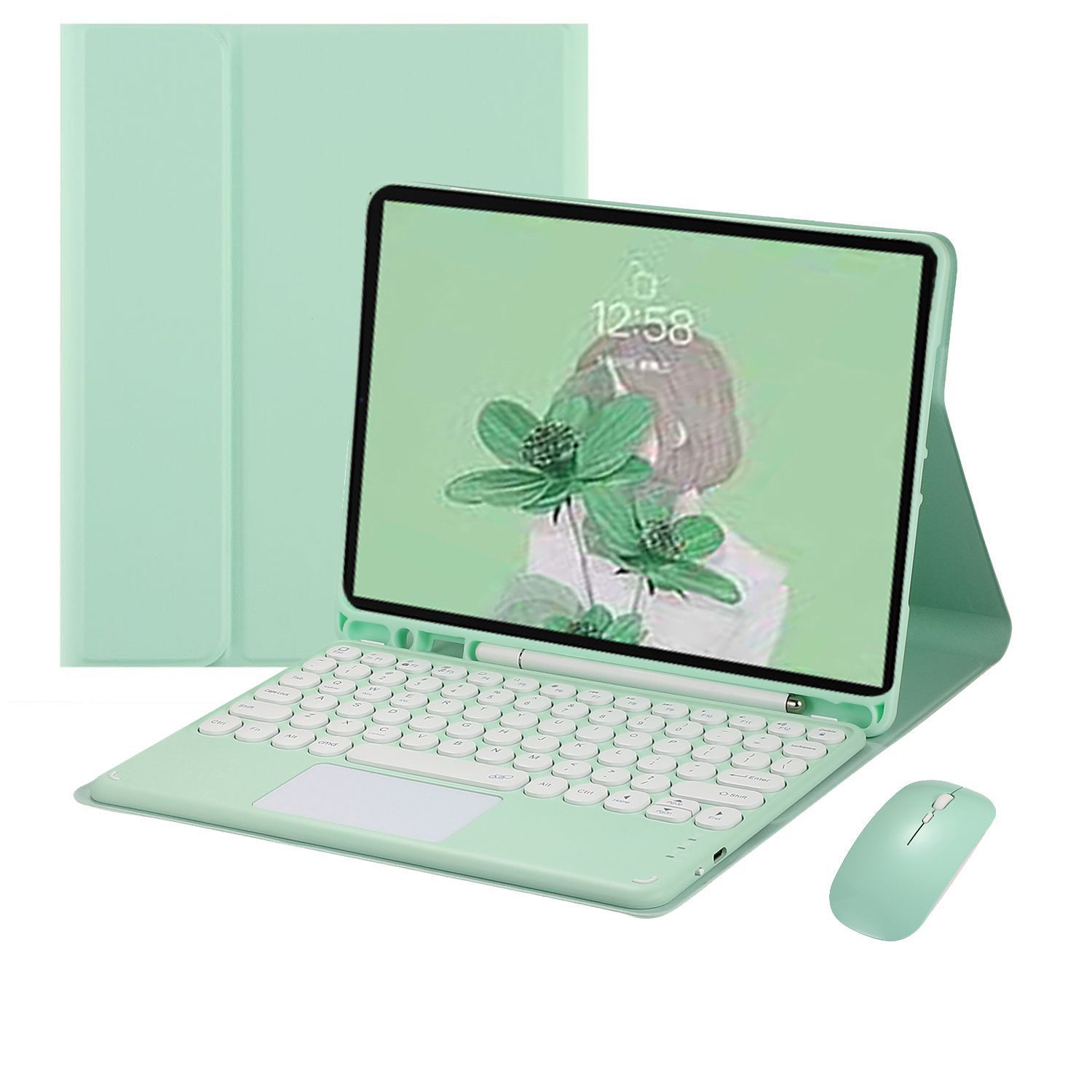 2022 for iPad 10th generation round hat Bluetooth touch keyboard 10.9 with pen slot leather case 13 keyboard mouse 11 inch