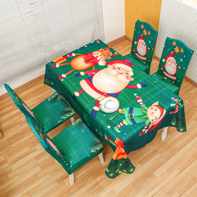 Christmas printed chair cover tablecloth holiday home decoration all-inclusive stretch chair cover dining tablecloth_voghion.com