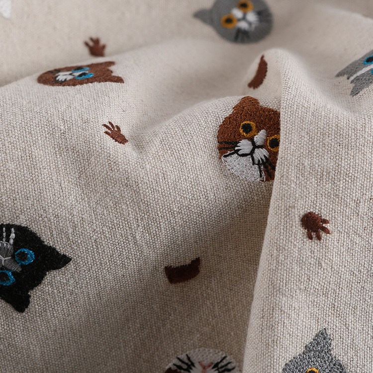 Embroidered cloth animal cat embroidery handmade fashion household items dress decorative fabric