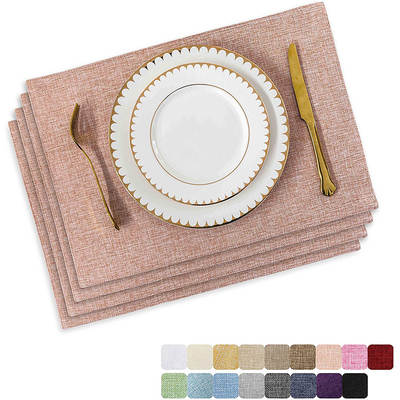 Linen Placemat Fine Linen Solid Color Fabric Dining Table Mat Washable Non-Slip Heat Insulation Home Mat Coaster Table Mat