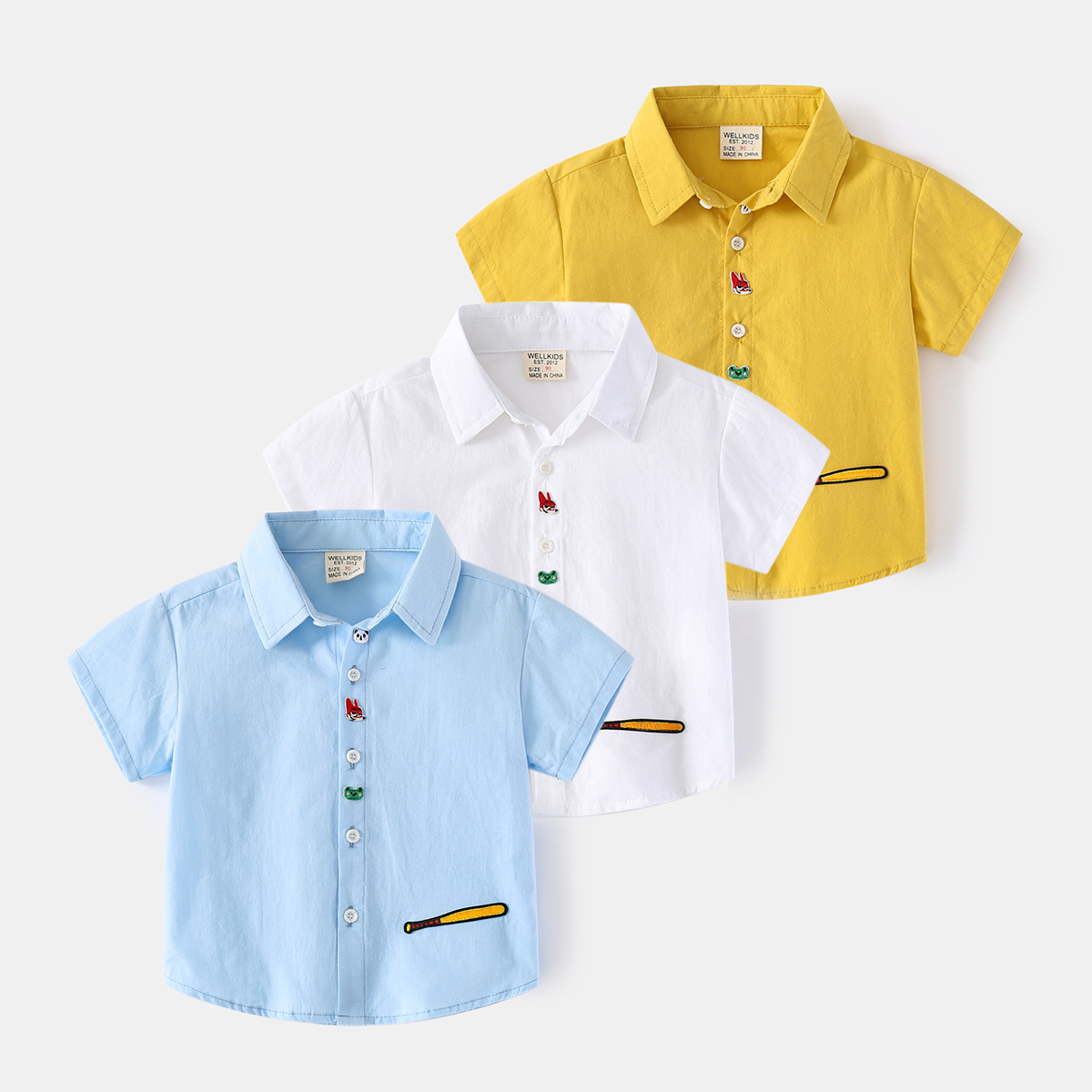 Children's Casual Collar Shirt 2024 Summer Boy Short Sleeve Shirt Wholesale Trendy Korean Style Toddler Short Sleeve