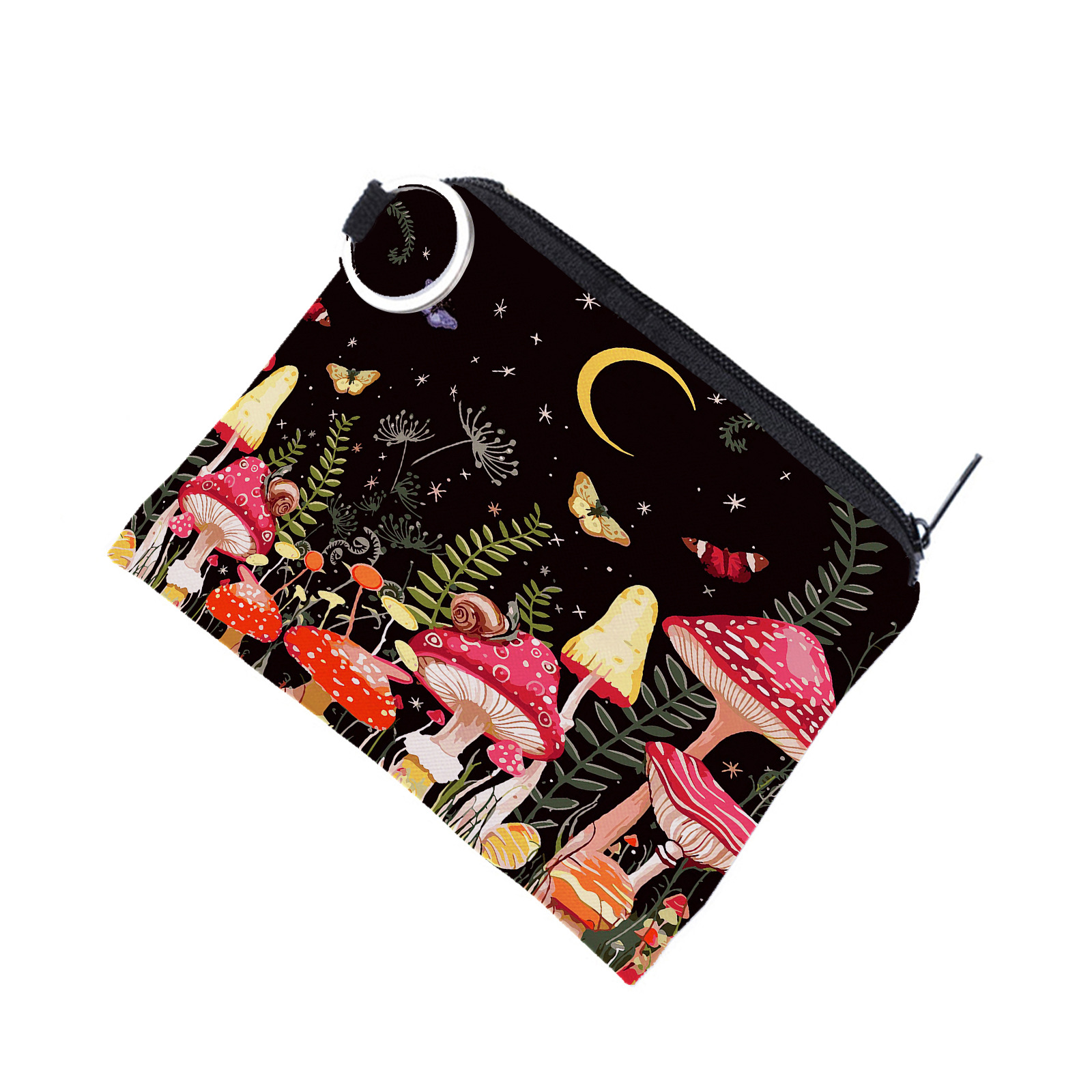 Amazon New Colorful Mushroom Printed Coin Purse Water-repellent Portable Personalized Storage Card Case Key Case