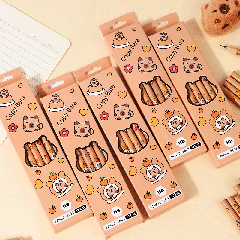 Kappi Barra Pencil suit Boxed 12 Pupils Writing HB Pencil Cartoon Stationery Gift Pencil Wholesale