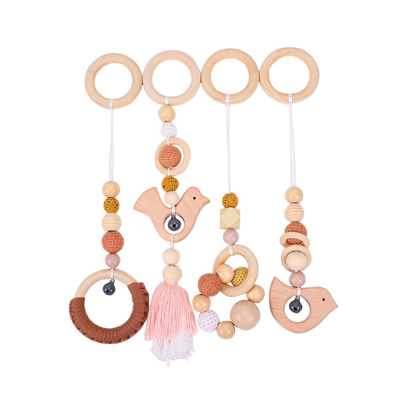 Cross-border foreign trade cart pendant children's animal rattle DIY wooden bed stroller toy manufacturers on behalf of the hair