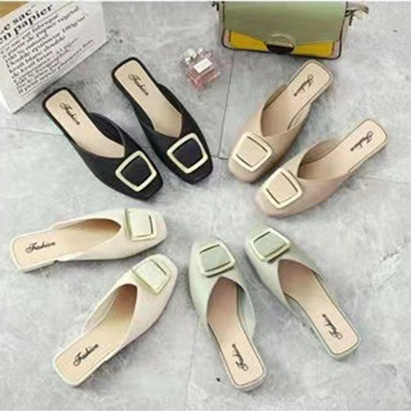 Baotou Half Slippers Women's Summer Wearing Fashionable Internet Popular All-match 2023 New Spring Lazy Shoes Slip-on Slippers Women's Trendy
