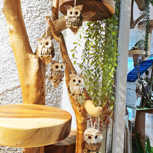 [small size Owl Piece Eagle] Rattan Pendant Crafts European Garden Christmas Hanging Creative Scene Decoration