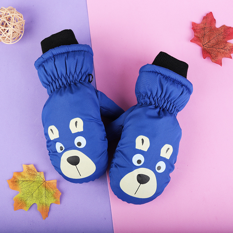 3-10 years old winter children stuffy child and finger thickened cotton warm windproof cold waterproof snow cartoon ski gloves winter