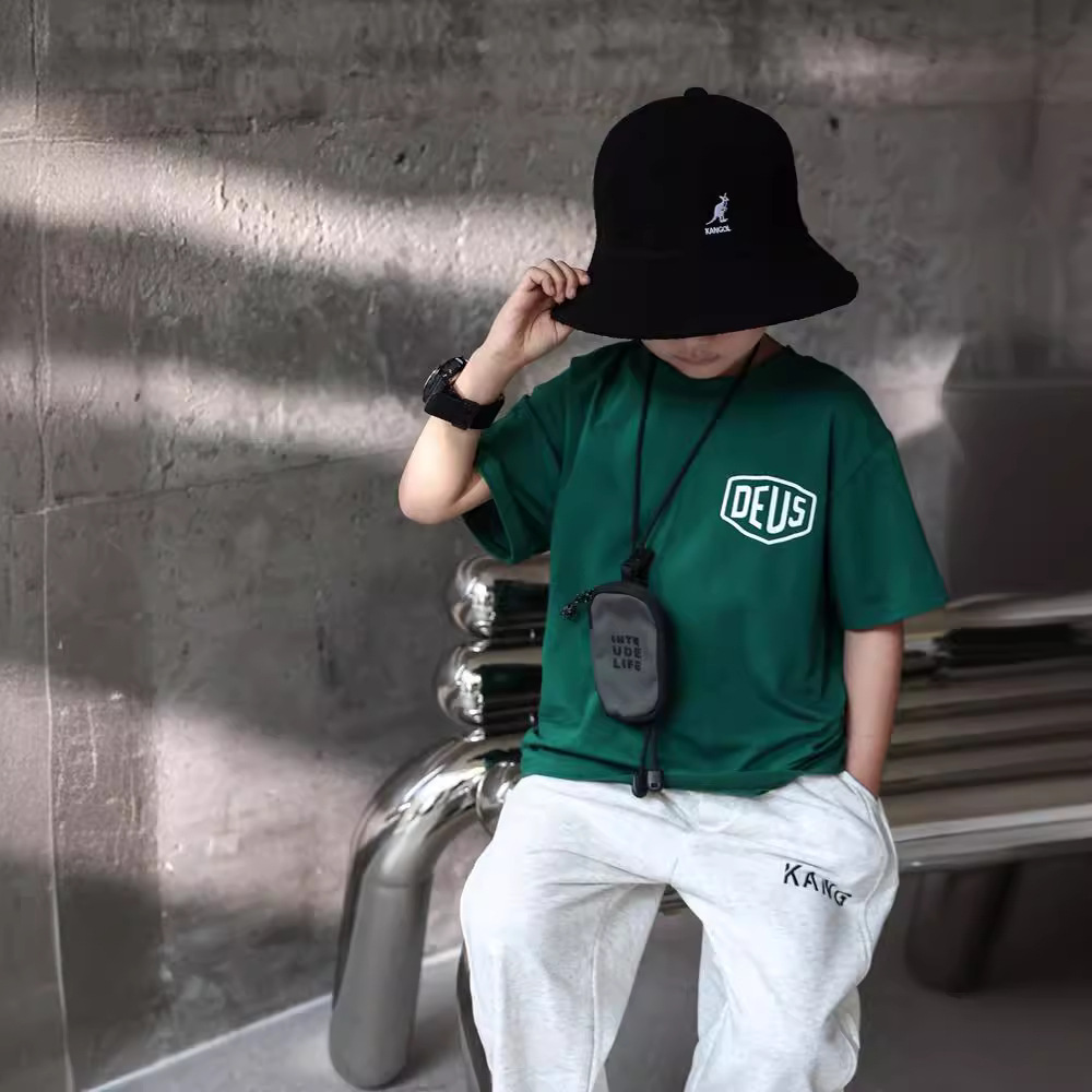 Children's Wear Boy's Short-sleeved T-shirt Spring 2023 New Children's Half-sleeved Baby's Solid Color Trendy Top