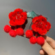Red velvet flower-1 pair