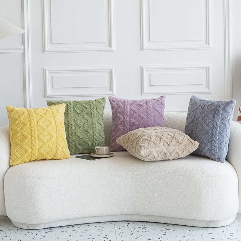 Modern simple double-sided tower velvet pillow case cross-border autumn and winter plush pillow bedside lumbar support living room sofa cushion