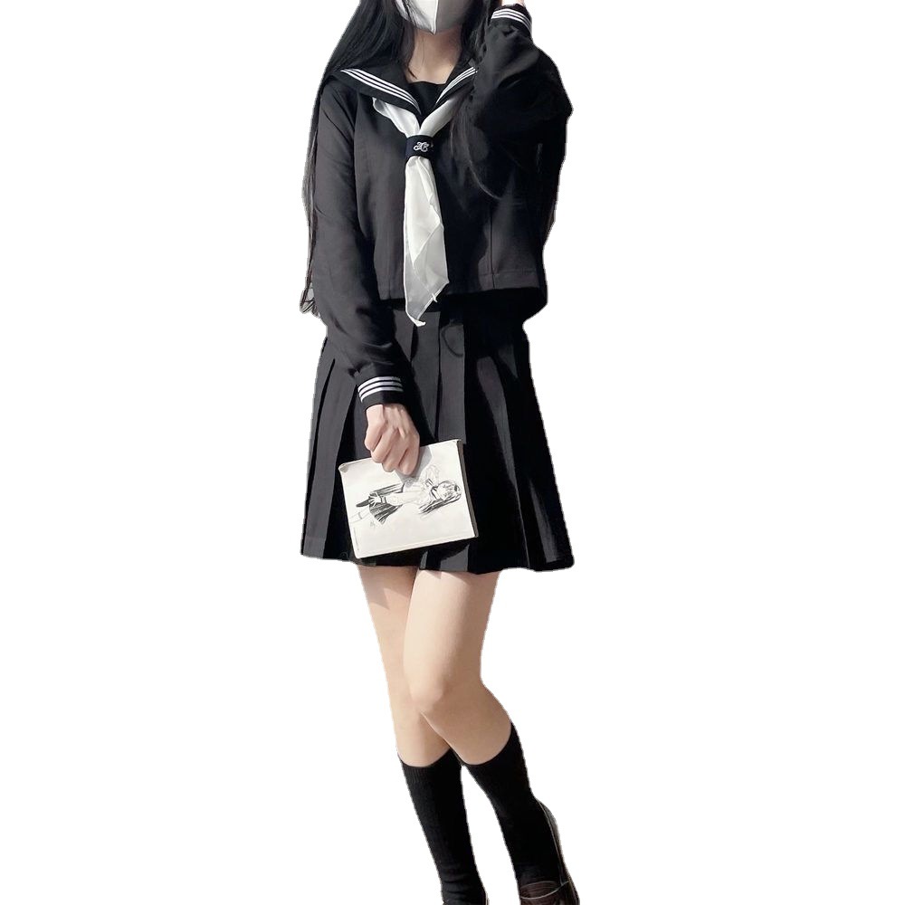 Large size jk uniform spot Basic Black three long short sleeve sailor suit female Orthodox Japanese college style