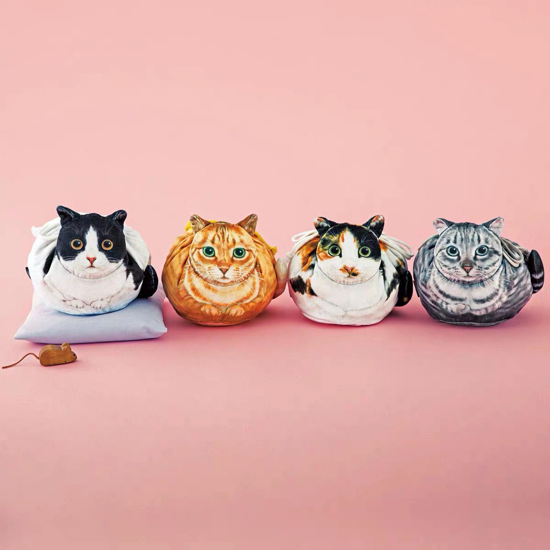 Spot Cute Creative Japanese Cat Printing Drawstring Storage Bag Cosmetic Bag Home Storage Dust-proof Bag
