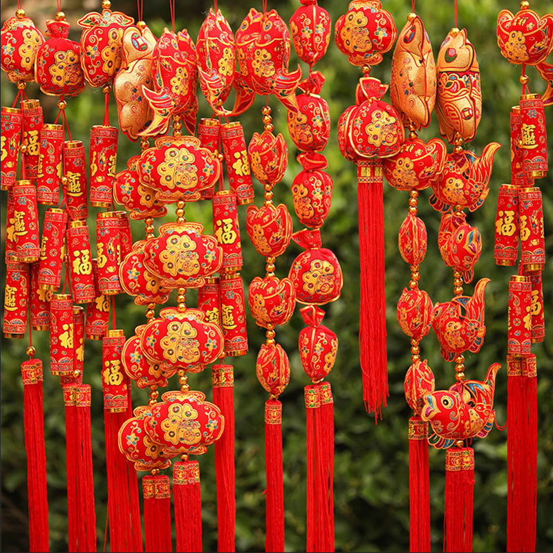 Wedding supplies festive red pepper pendant Spring Festival New Year decoration Chinese knot pendant pepper firecrackers bag wholesale