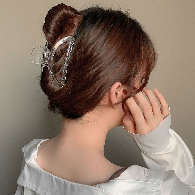 Unisex Simple white transparent hair clip female back of head plastic hair clip shark clip_voghion.com