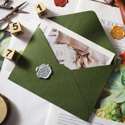 Linen Envelope Letter Paper Set Retro Love Letter Invitation High-end Business Invitation Postcard Fire Paint Envelope Bag