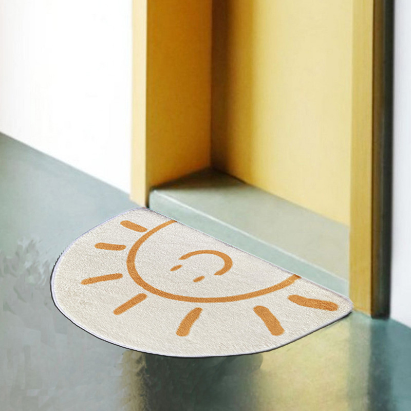 Semicircle rainbow sun cashmere-like bedroom floor mat special-shaped living room bathroom absorbent non-slip carpet floor mat