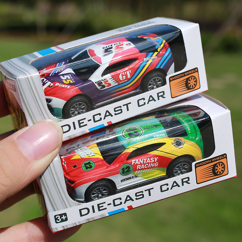 New iron pull back car Graffiti Car racing iron car children's toy sports car model toy stall wholesale