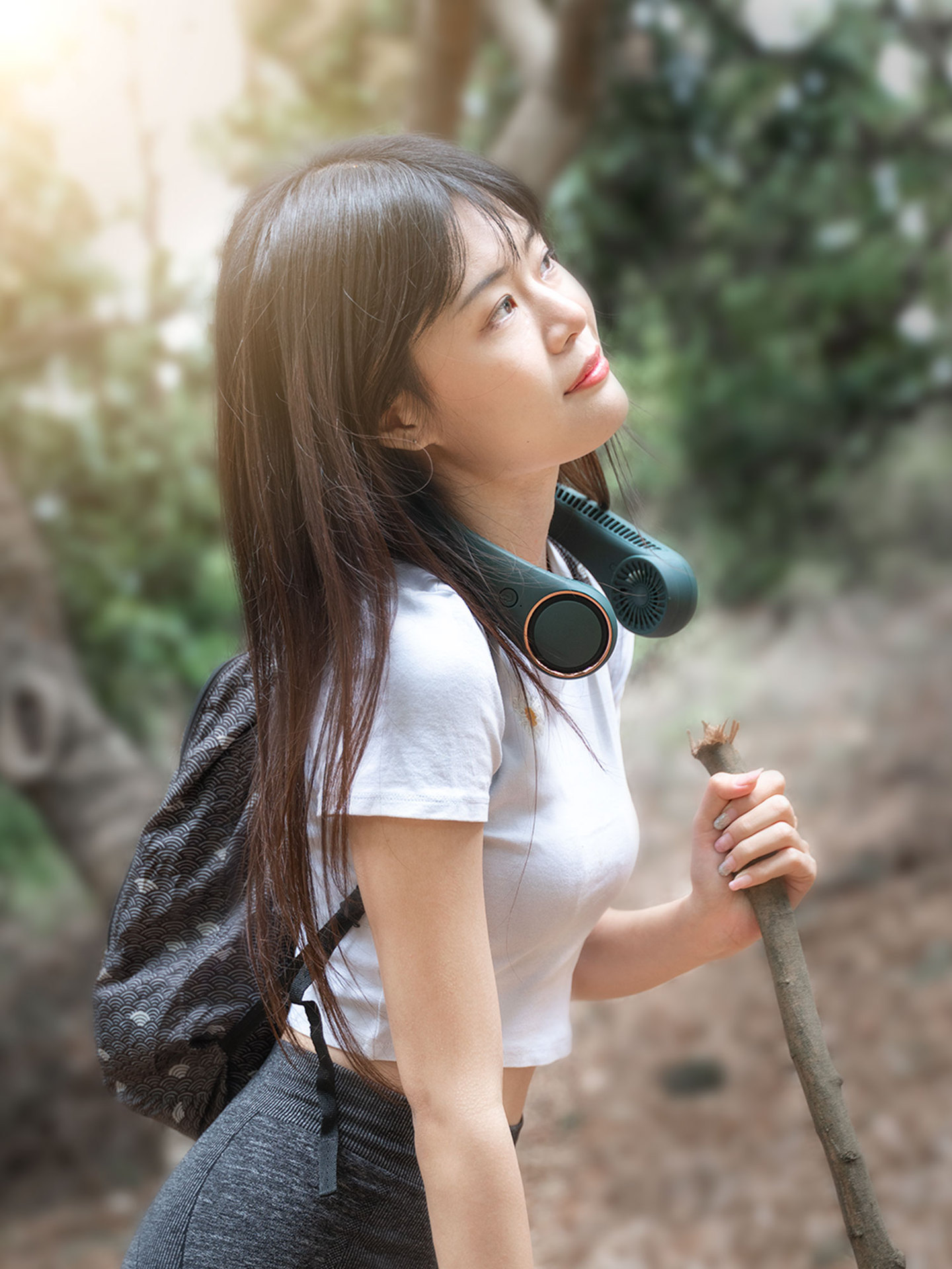 Cross-border new summer halter fan USB fast charging portable fan-free mini fan