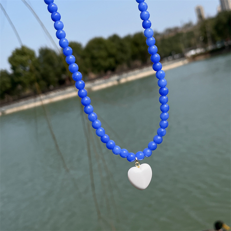 Korean Internet Celebrity Blogger with Fashion Color Beaded Necklace Women's Love Candy-colored Hyun-a Clavicle Chain All-match Trendy