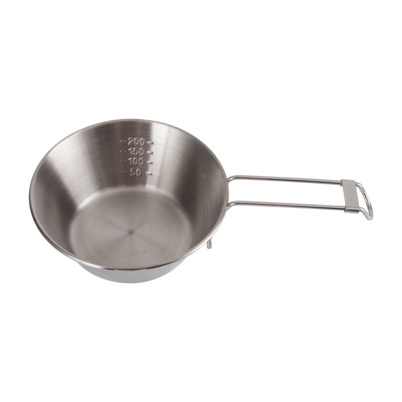 Outdoor Folding Portable Handle Bowl 304 Stainless Steel Camping Picnic Bowl Outdoor Camping Tableware Shula Bowl