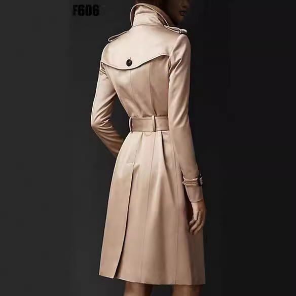 2022 spring Amazon new windbreaker European and American trend double-breasted slim long windbreaker star same
