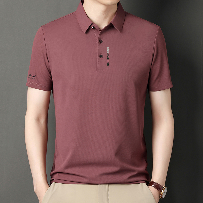 Waffle men's short-sleeved T-shirt polo shirt summer New lapel casual printed men's half-sleeved T-shirt live