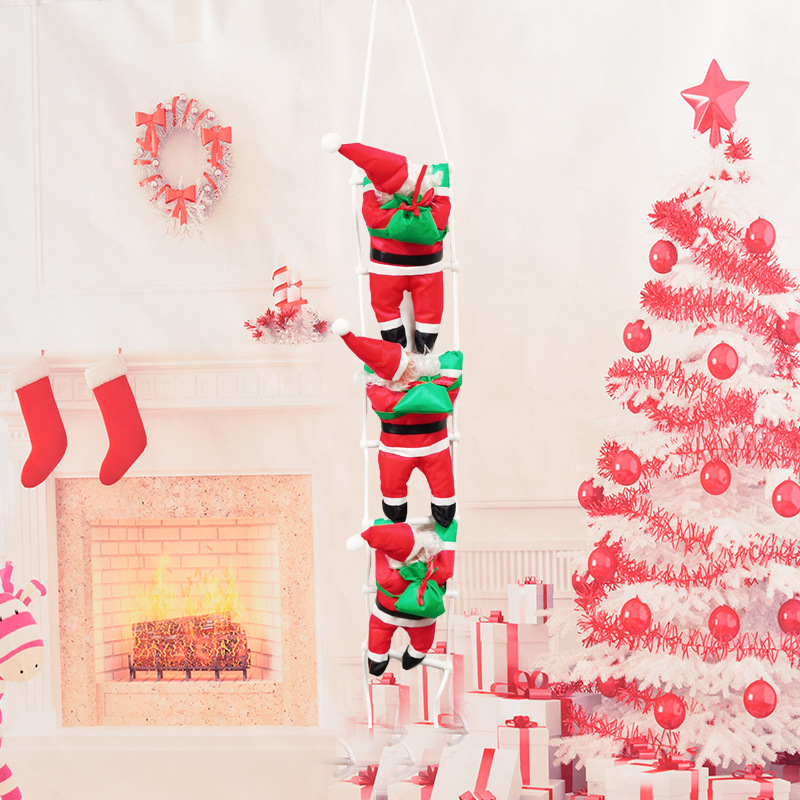 クリスマス装飾品25cmはしご登りロープサンタクロース人形ストラップ家庭装飾プレゼント工場スポット|undefined