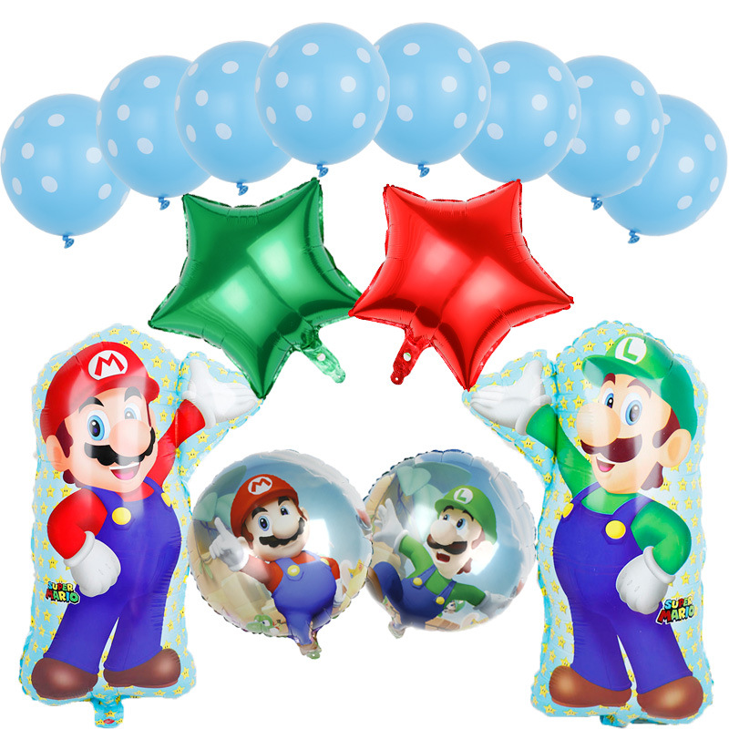Cross-border Mario aluminum balloon modeling Mario theme birthday game toy layout party decoration aluminum foil