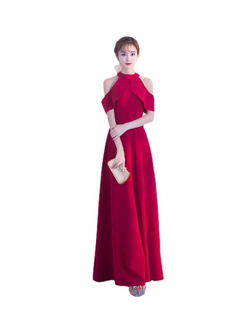 Black Evening Dress Long 2023 New Elegant Banquet Host Neck Slimming Celebrity Party Dress for Women