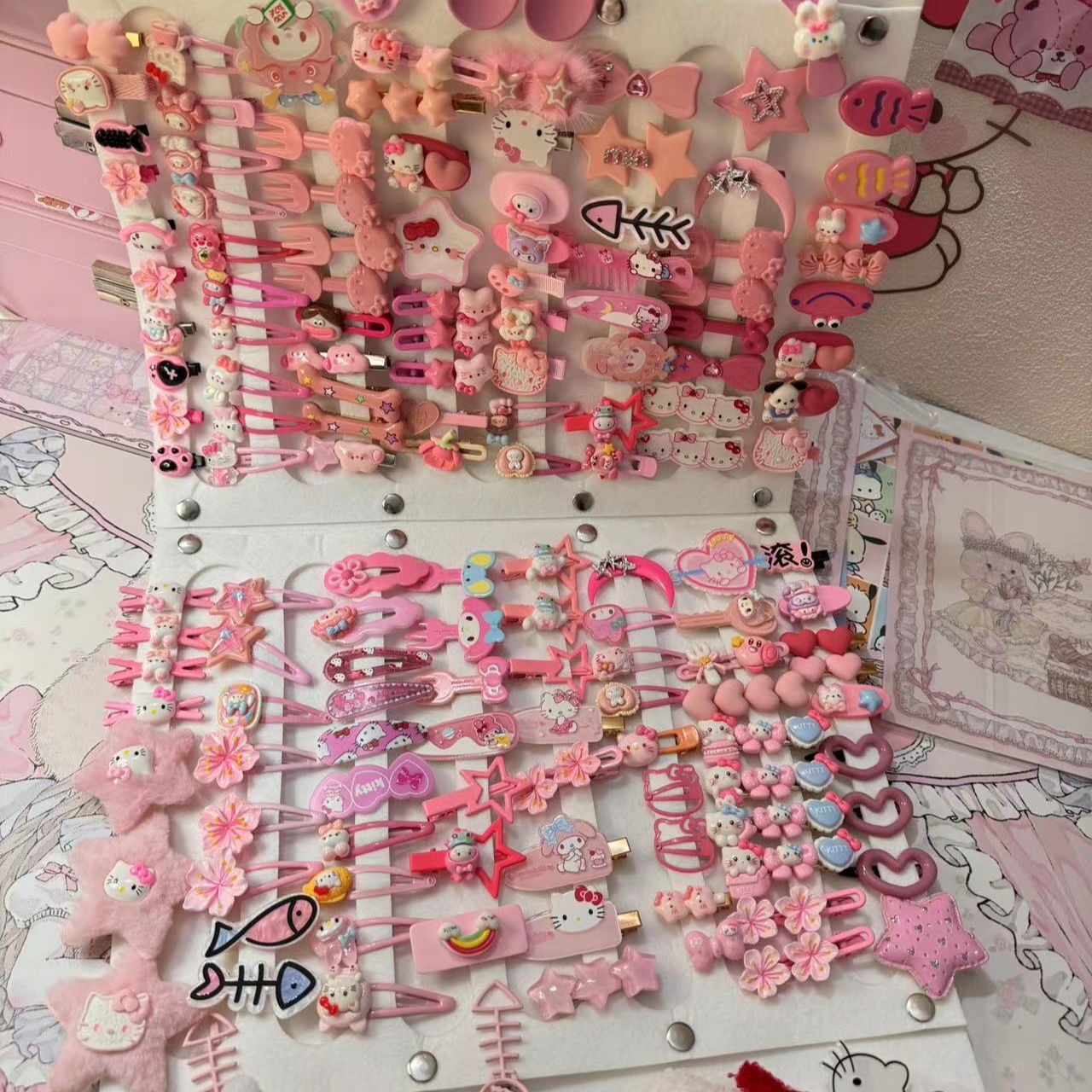 Pink Hairpin 50 Pack Cute Hairpin suit Sweet Girl Heart Bangs Clip Japanese Cartoon Headwear Clip