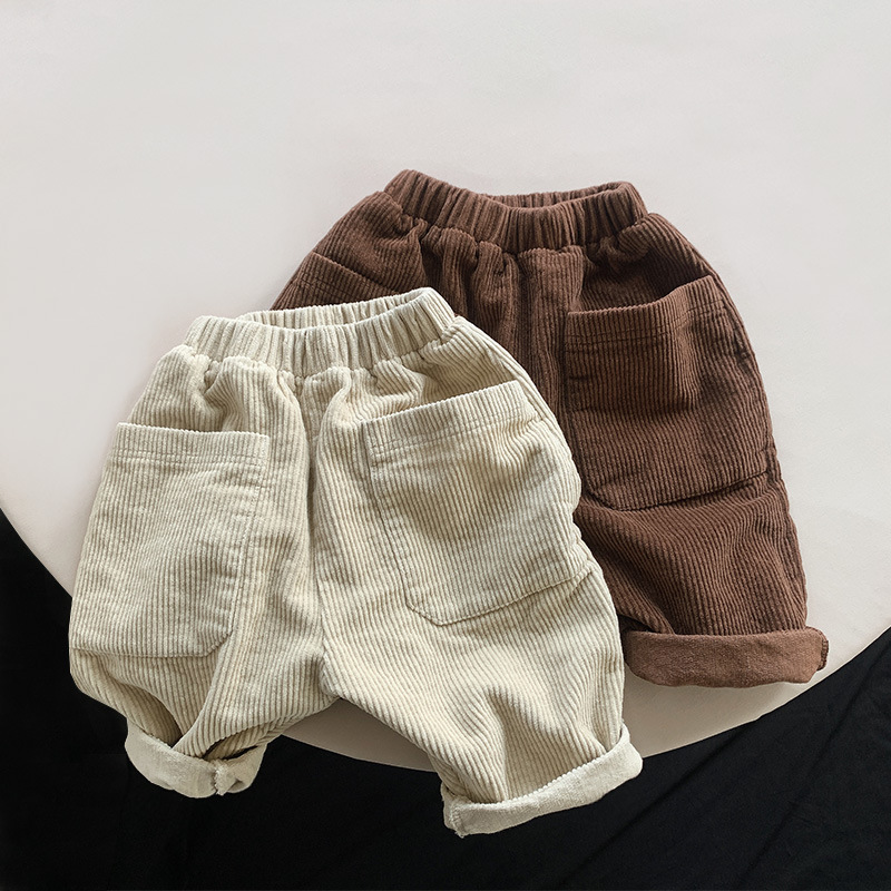 Boys' Corduroy Pants Children's Korean-style Spring Trousers for Kids and Baby Girls Casual Loose Pants