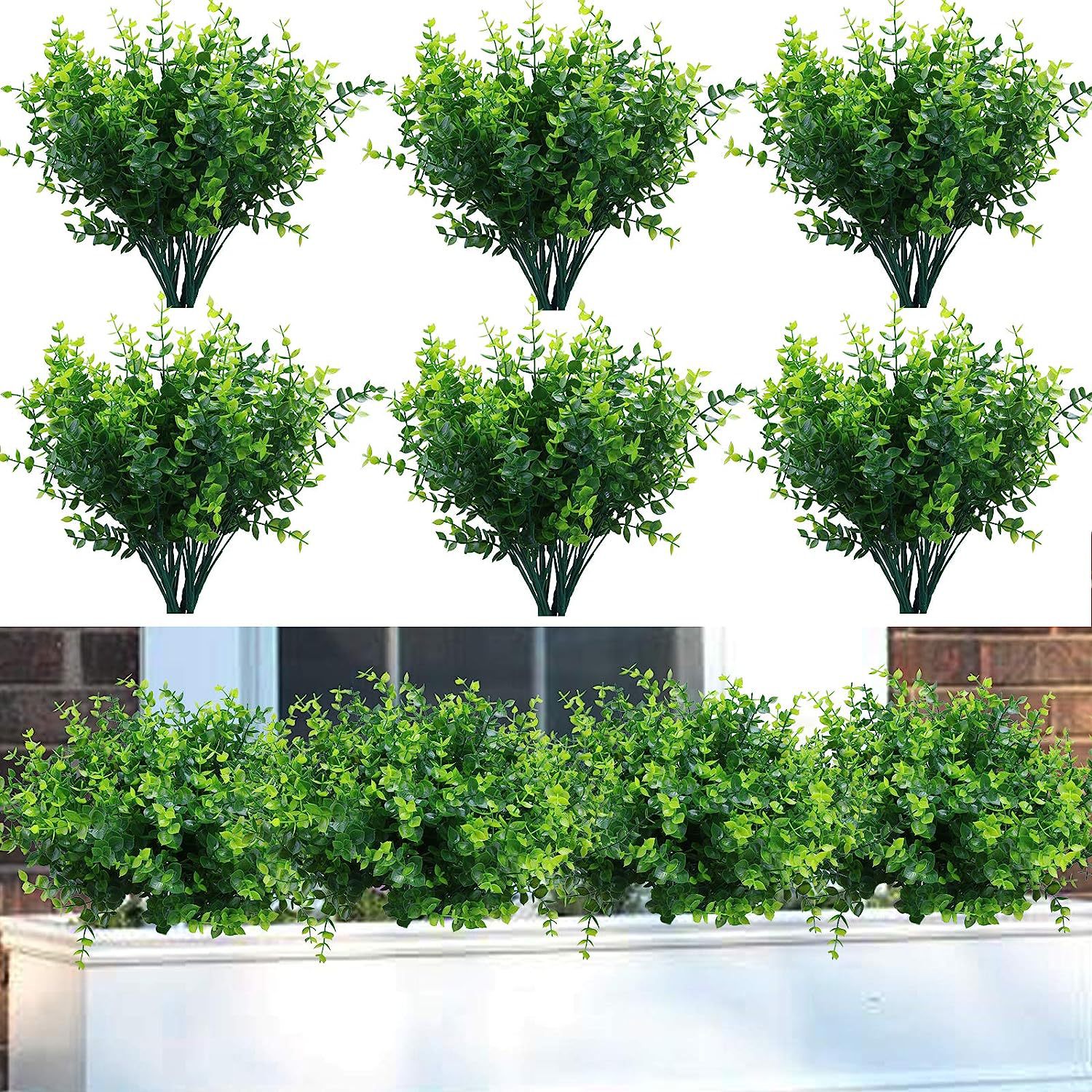 跨境仿真塑料假花草尤加利植物墙装饰盆栽插花装饰金钱草把束配件