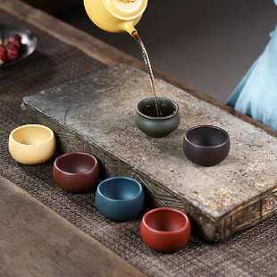 Yixing purple sand tea cup light plain small Cup kung fu purple sand tea set accessories one-piece delivery