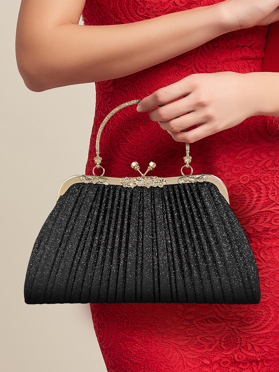 Cross-border e-commerce 2023 retro handbag cheongsam women's bag banquet evening dress bag pleated Bride wedding banquet bag