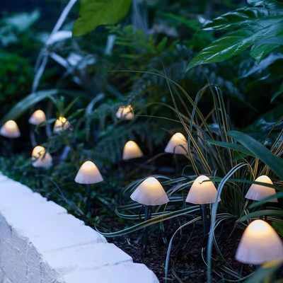 Cross-border new LED solar light string ground plug mushroom string light outdoor atmosphere Christmas Festival garden landscape light