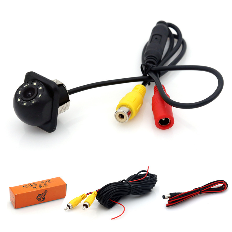 Small straw hat 8 lights CCD reversing rear view camera mirror image with ruler with flower head