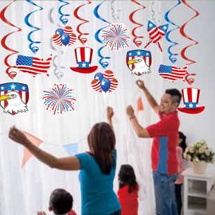 American Independence Day Party Decoration PVC Spiral Flower Set American National Day Decoration Party Decoration Hanging Ornaments