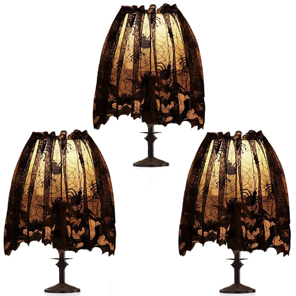 European and American Halloween Style Halloween Lampshade Black Lace Spider Web Cloth Halloween Style Home Decorative Tablecloth