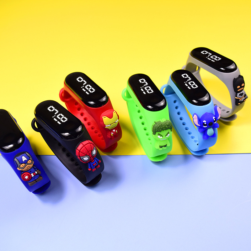 Live Hot Selling Primary School Students' Anime Bracelet LED Sticker Doll Electronic Watch Boys and Girls Waterproof Touch Watch