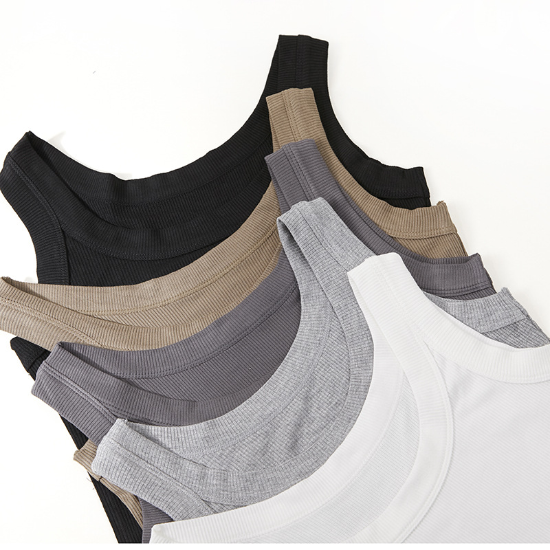 Victoria Same Style Solid Color Threaded Inner Wearing Women's Anti-glare Large Size I-shaped Vest Outer Wearing Base Wearing Outer Wearing Sling