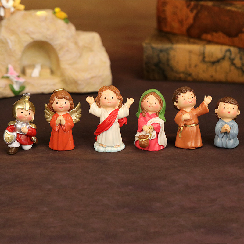 Cross-border cartoon Jesus sun scene decoration Christmas Easter gift indoor decoration resin crafts