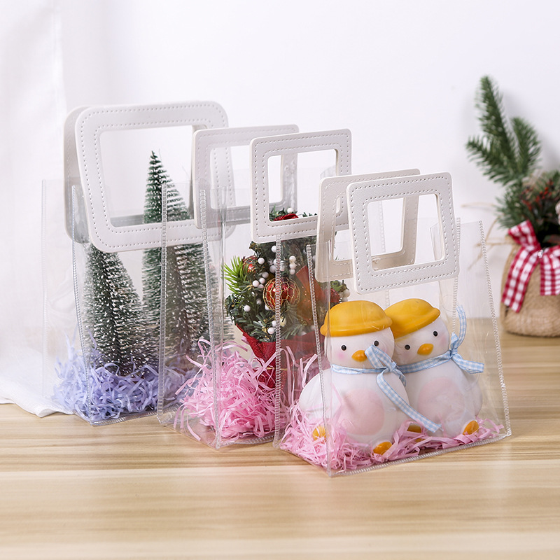 Internet Celebrity Gift Bag Transparent Portable ins Gift Accompanying Gift Bag PVC Wedding Wedding Candy Plastic Bag Packaging Wholesale