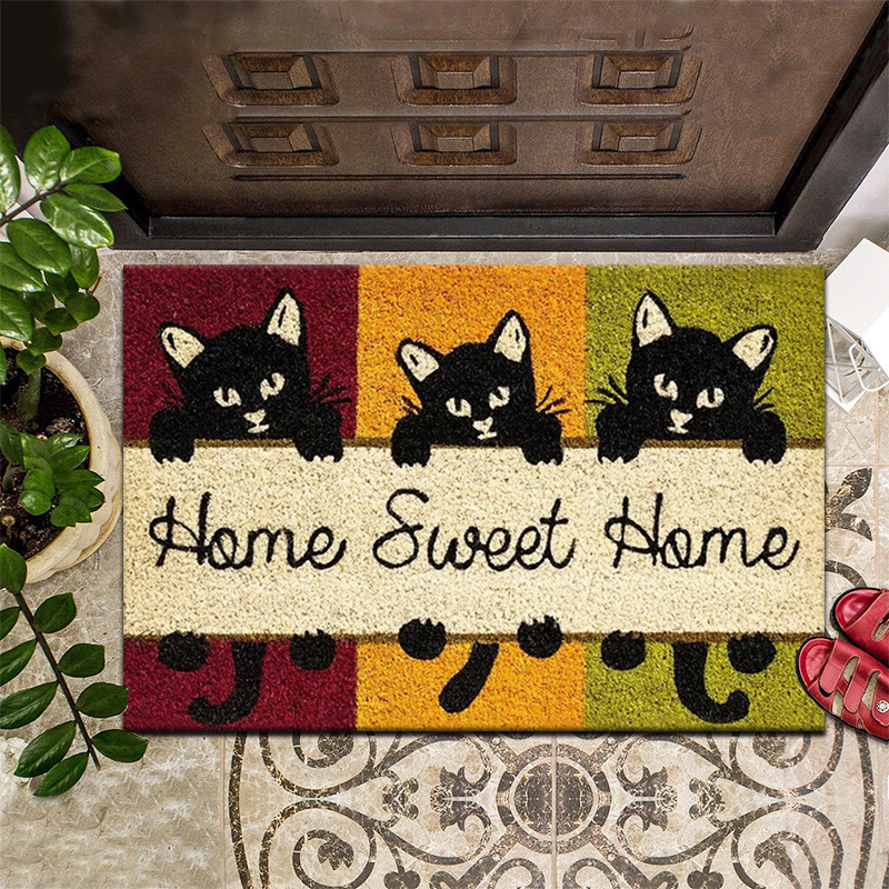 Amazon Cartoon Imitation Coconut Brown Style Floor Mat Christmas Decoration Entrance Door Mat welcome Rubbing Soil Mat